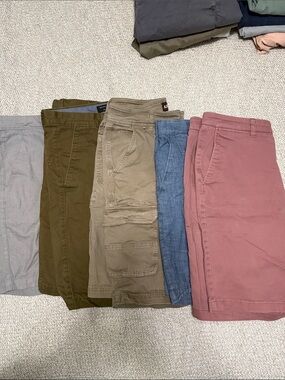 Men's Casual Cargo & Chino Shorts - Olive, Khaki, Blue, Mauve, Gray
